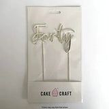 Forty Silver Metal Plated Cake Topper