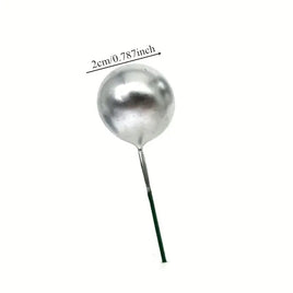 Silver Ball Plastic Cake Decorations x10