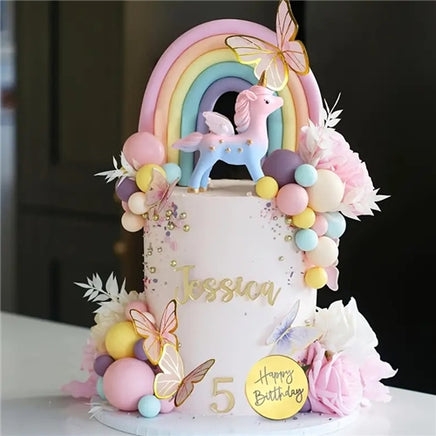 Rainbow Unicorn Cake Decoration Kit. Non Edible