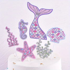 Mermaid Theme Cake Topper Set - Card Stock