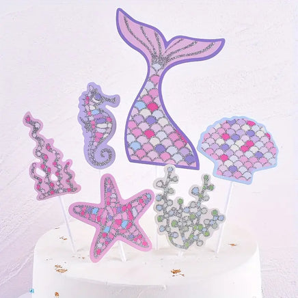 Mermaid Theme Cake Topper Set - Card Stock