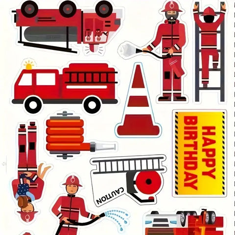 Fireman Theme Cake Topper Set. Top Quality Card