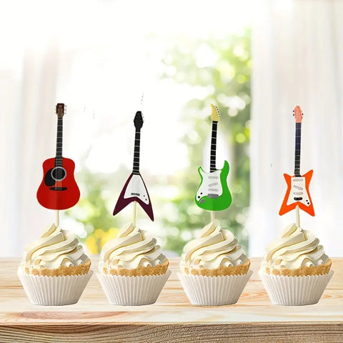 Guitar Cupcake Toppers. Quality Card Stock x12