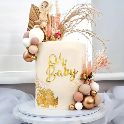 Oh Baby Gold Acrylic Cake Decoration