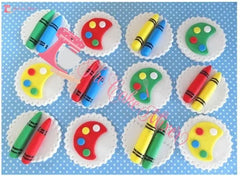 12 Artist Theme Edible Cupcake Decorations. The Cake Mixer