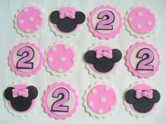 12 Edible Cupcake Toppers. Perfect for Minnie Mouse Theme The Cake Mixer