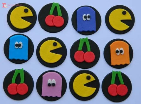 Pacman Fondant Cupcake Toppers. Choose Quantity