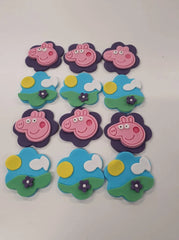12 Peppa Pig Fondant Cupcake Toppers. The Cake Mixer