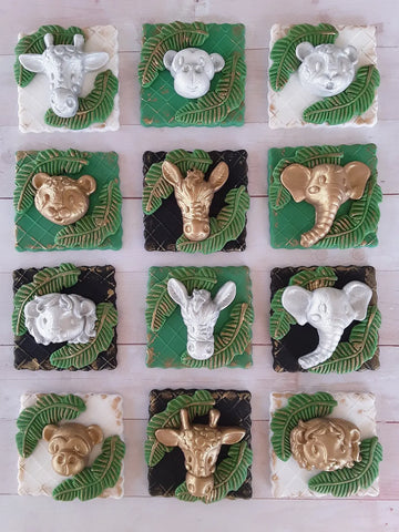 12 Safari Animal Theme Cupcake Toppers
