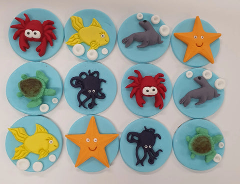 Sea Theme Edible Cupcake Toppers. Choose Quantity
