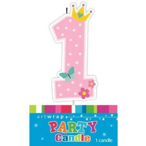 Number 1 Birthday Candle - Pretty Pink. Premium Quality
