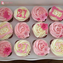 21st Birthday Female Cupcakes. Available in 6 or 12 Packs.