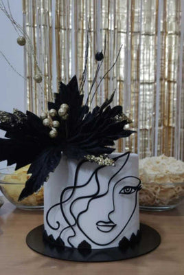 Acrylic Abstract Face Cake Topper. Black