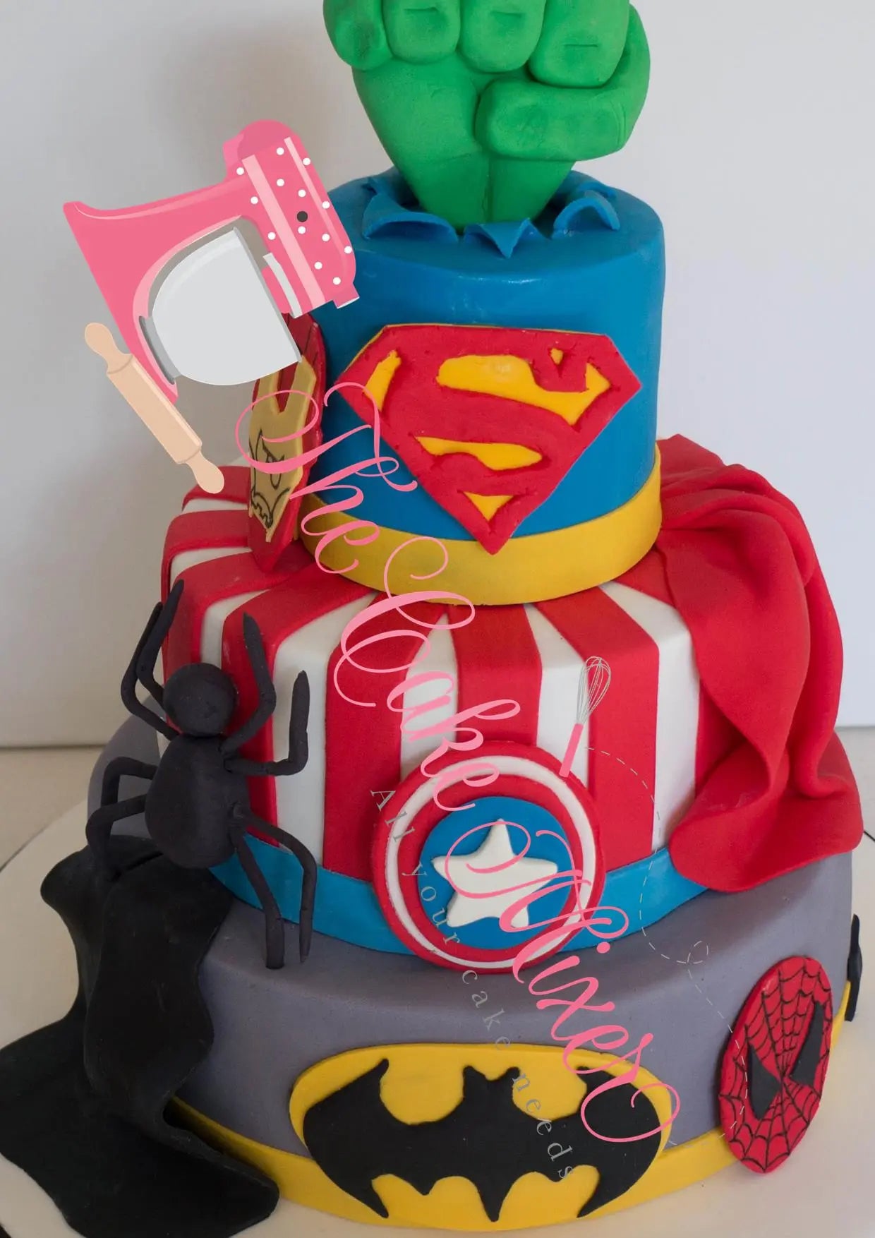 Beautiful Handmade Superhero Cake toys&parties.co.nz