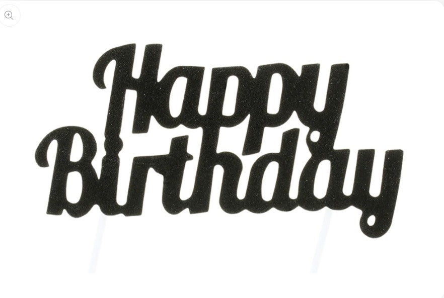 Black Happy Birthday Card Cake Topper Artwrap