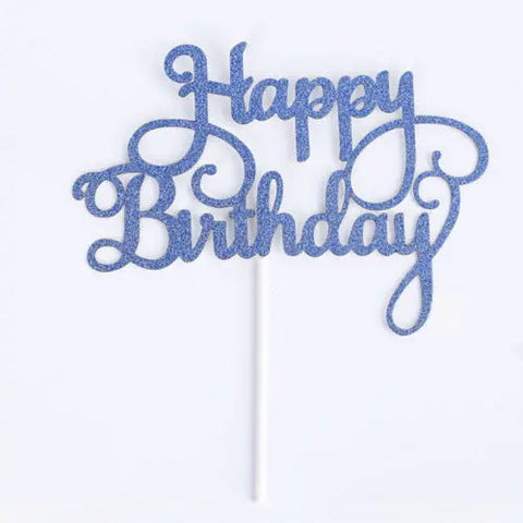 Blue Card Happy Birthday Cake Topper