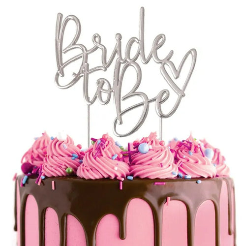 Bride to Be Silver Metal Plated Cake Topper - Cake Craft