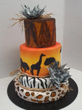 Delightfully Decorated Safari Theme Birthday Cakes.