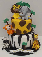Delightfully Decorated Safari Theme Birthday Cakes.