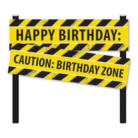 Construction Theme Card Cake Topper - Caution