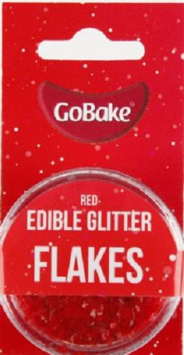 GoBake Red Edible Glitter Flakes 2g Go Bake
