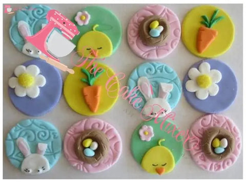 Easter Theme Fondant Cupcake Toppers x6