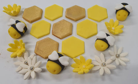 Bumble Bee Edible Sugar Decorations - 16 Count