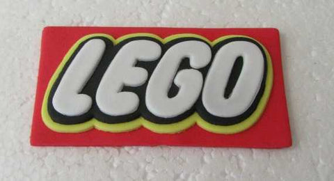 Awesome Edible Fondant Lego Logo Plaque.