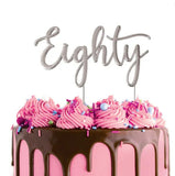 Eighty Silver Metal Cake Topper Cake Craft