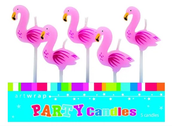 Flamingo Party Candles. Pack of 5 Artwrap