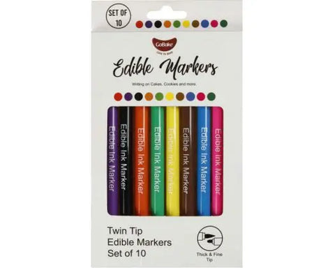 Go Bake 10 Pack Edible Marker Pens. Double Ended