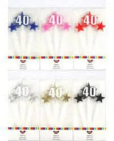 Number 40 Cake Candles- Stars on Picks. Great Value