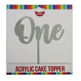 Go Bake One Acrylic Cake Topper - Silver - Go Bake