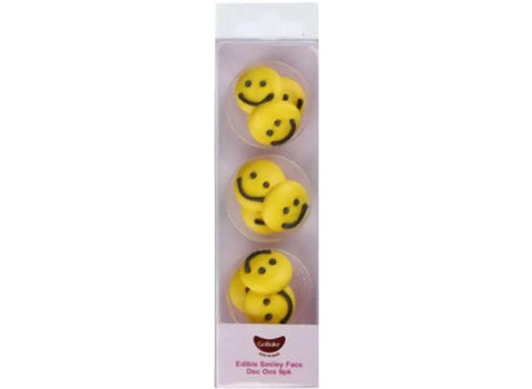 Go Bake Smiley Face Edible Sugar Decorations 9 Pack