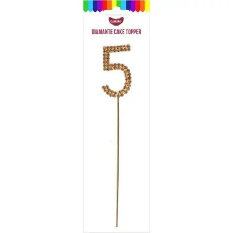 Number 5 Gold Diamante Cake Topper. Glitz and Glamour