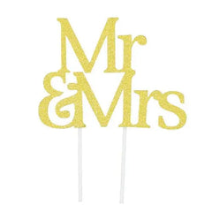 Gold Glitter Mr & Mrs Cake Topper Artwrap