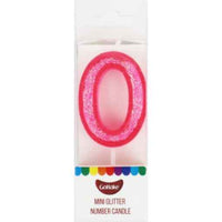 Mini Number 0 Candle With Shimmery Glitter.