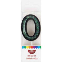Mini Number 0 Candle With Shimmery Glitter.