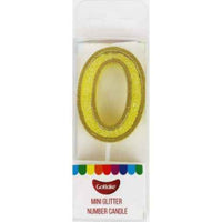 Mini Number 0 Candle With Shimmery Glitter.