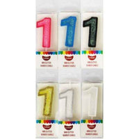 Mini Number 1 Candle With Shimmery Glitter.