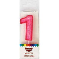 Mini Number 1 Candle With Shimmery Glitter.