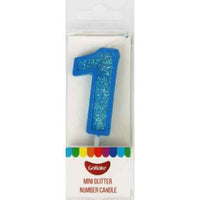 Mini Number 1 Candle With Shimmery Glitter.