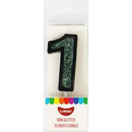 Mini Number 1 Candle With Shimmery Glitter.