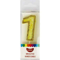 Mini Number 1 Candle With Shimmery Glitter.