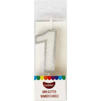 Mini Number 1 Candle With Shimmery Glitter.