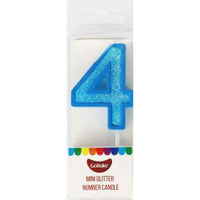 Mini Number 4 Candle With Shimmery Glitter.