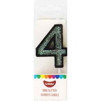 Mini Number 4 Candle With Shimmery Glitter.