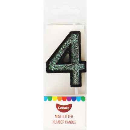 Mini Number 4 Candle With Shimmery Glitter.