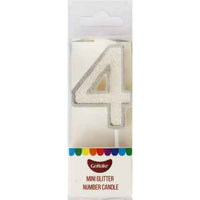 Mini Number 4 Candle With Shimmery Glitter.