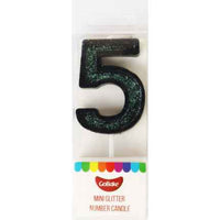 Mini Number 5 Candle With Shimmery Glitter.